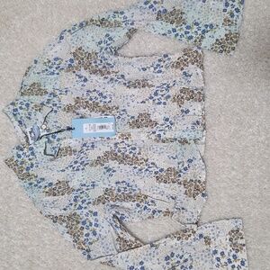 NWT Future Collective Reese Blutstein Floral Button-Up Blouse, Size XL